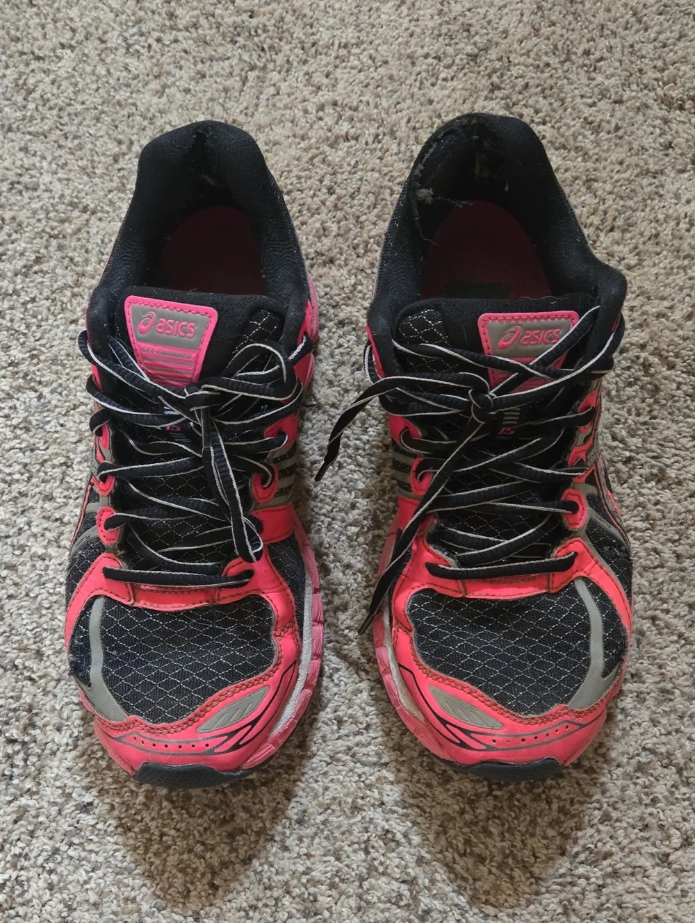 ASICS Women's Black and Pink Athletic Running Used Sneakers
